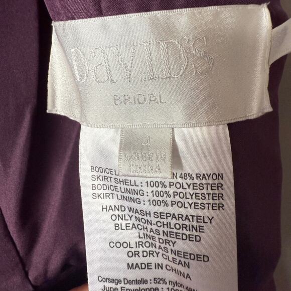 David's Bridal sz 4 Purple lace sheer maxi gown dress - Picture 7 of 10